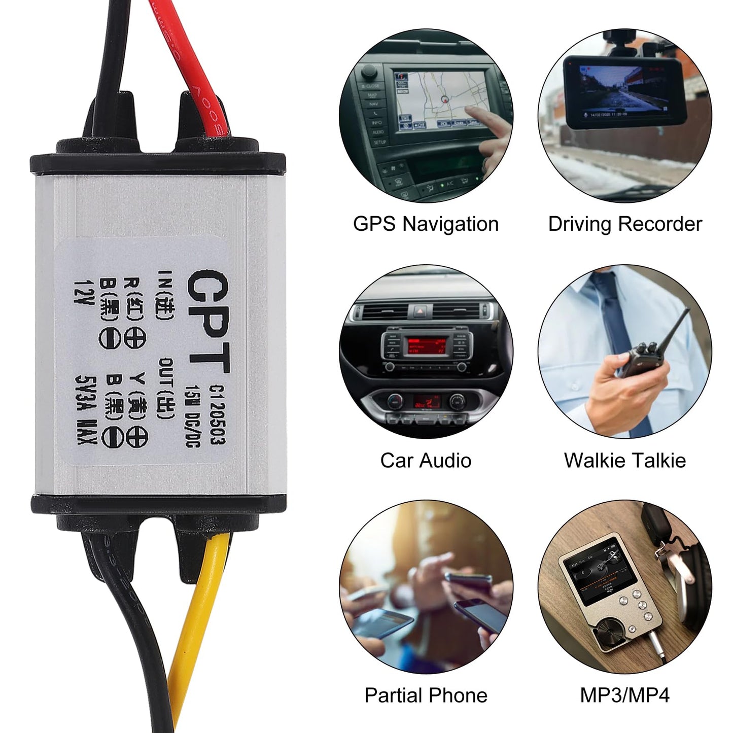 12V to 5V DC Converter Car Power Voltage, Waterproof DC 6.3-22V 12V Step Down to 5V 3A 15W Voltage Regulator Buck Converter Power Supply Step-Down…