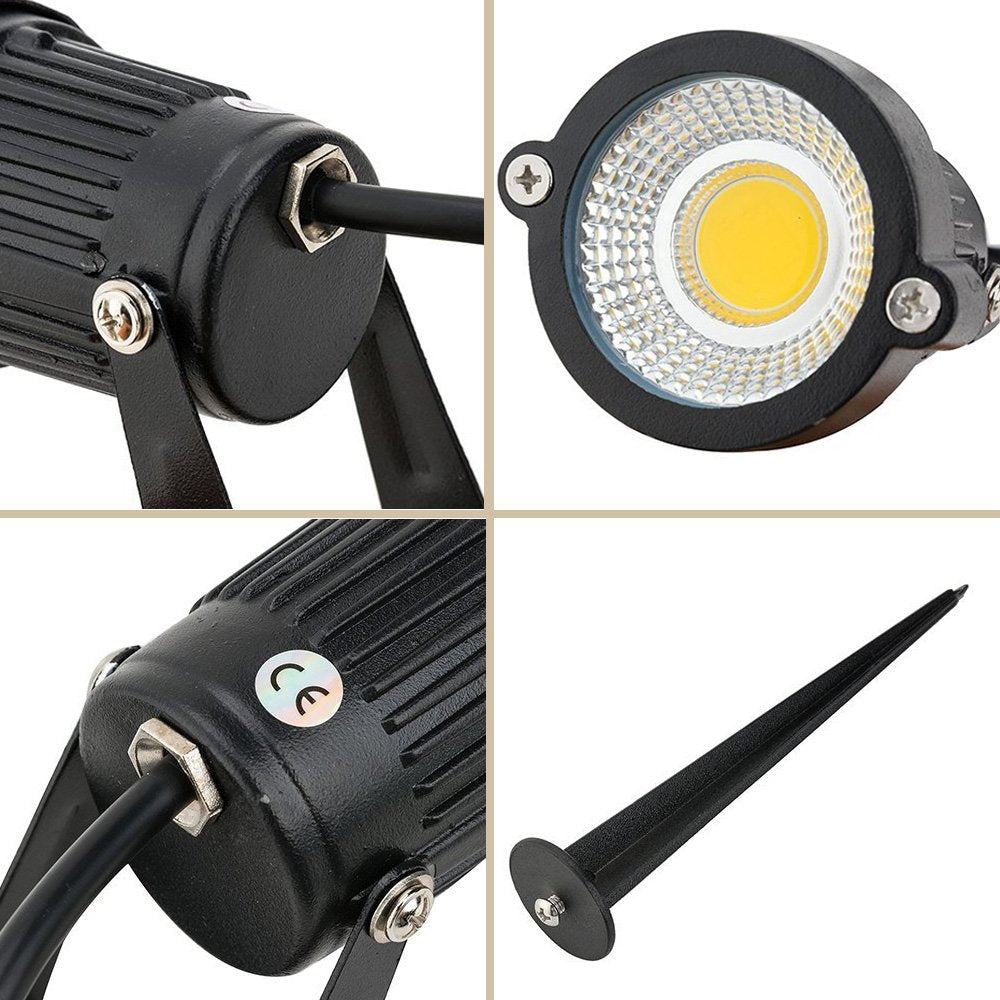 Youngine 12V Outdoor LED Lawn Light Lamps Landscape Spotlight 5W COB Garden Patio Wall Yard Path Decorative Lighting with Spiked Stand, Pack of 2