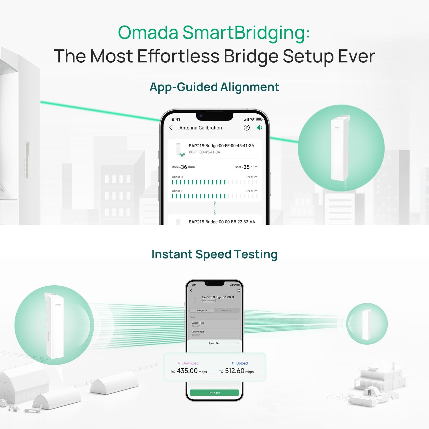 TP-Link Omada Point to Point Wireless Bridge Outdoor - 5GHz, 867Mbps, PtP&PtMP, 5km Range, 3 Gigabit Ports, PoE or DC Powered, IP65 Weatherproof