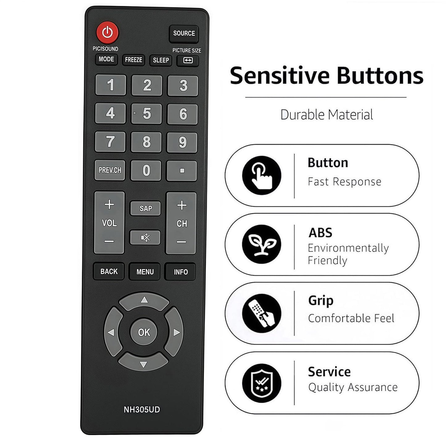 Replacement Remote Control Compatible for Emerson LCD LED TV NH310UP LE290EM4 LE320EM4 LF280EM5 LF320EM4 LF391EM4 LF401EM5 LF501EM4 LF551EM5 LE290EM4F