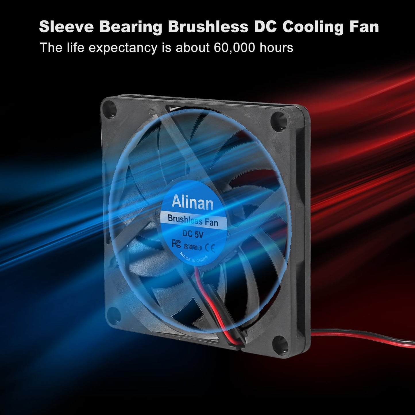 Alinan 4pcs 8010 5V Fan 80x80x10mm 2-pin Sleeve Bearing Brushless DC Cooling 3D Printer Cooling Computer Fan