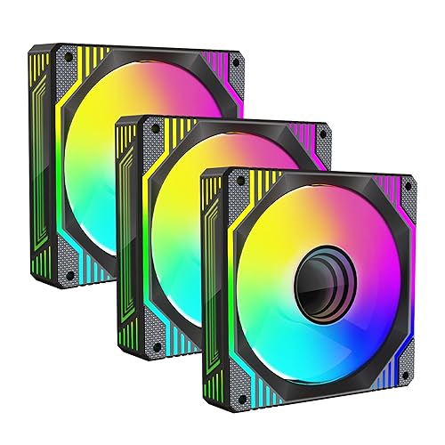 PANO-MOUNTS 120mm Infinity Mirror ARGB Fan 5V 3Pin Addressable RGB PWM PC Computer CPU Case Cooling Fan 600-1800RPM Black 3-Pack