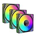 PANO-MOUNTS 120mm Infinity Mirror ARGB Fan 5V 3Pin Addressable RGB PWM PC Computer CPU Case Cooling Fan 600-1800RPM Black 3-Pack