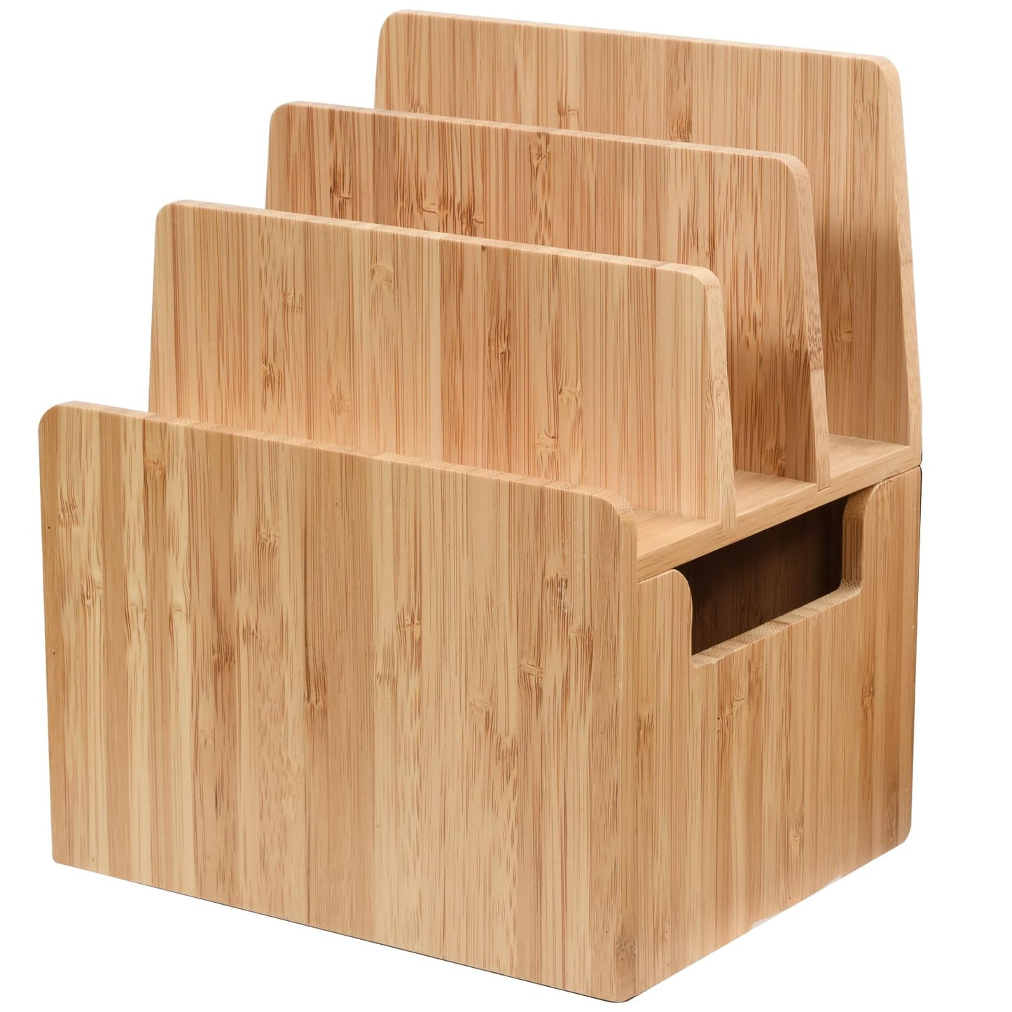 MobileVision Bamboo Charging Station with Extension Compartment for Smartphones, Tablets, & Laptops Charging Dock Plus Stationary Item Holder