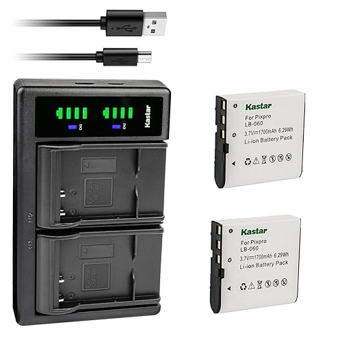 Kastar 2-Pack Battery and LTD2 USB Charger Replacement for VJIANGER 4K Digital Camera, 4K WiFi Digital Camera, 1080P Camcorder, 1080P Video Camera