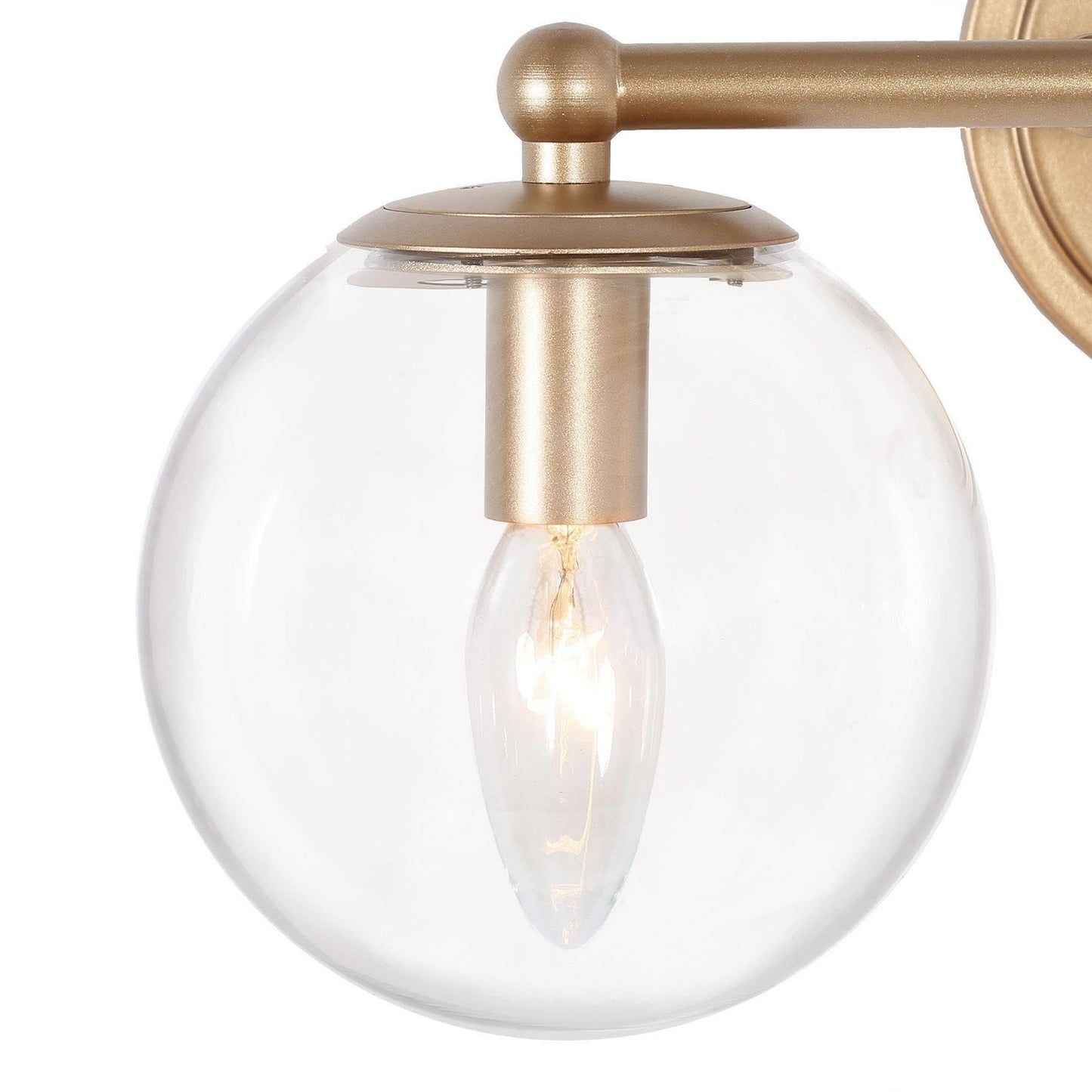 Gold Modern Vanity Lighting with Clear Glass Shade - 2 Light Bathroom Vanity Sconce