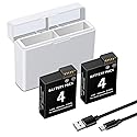 2-Pack Battery Replacement Compatible for DJI Osmo Action 4, Osmo Action 3 Camera Model, 3.85V 1850mAh/7.12Wh Rechargeable Cameras Battery with Dual