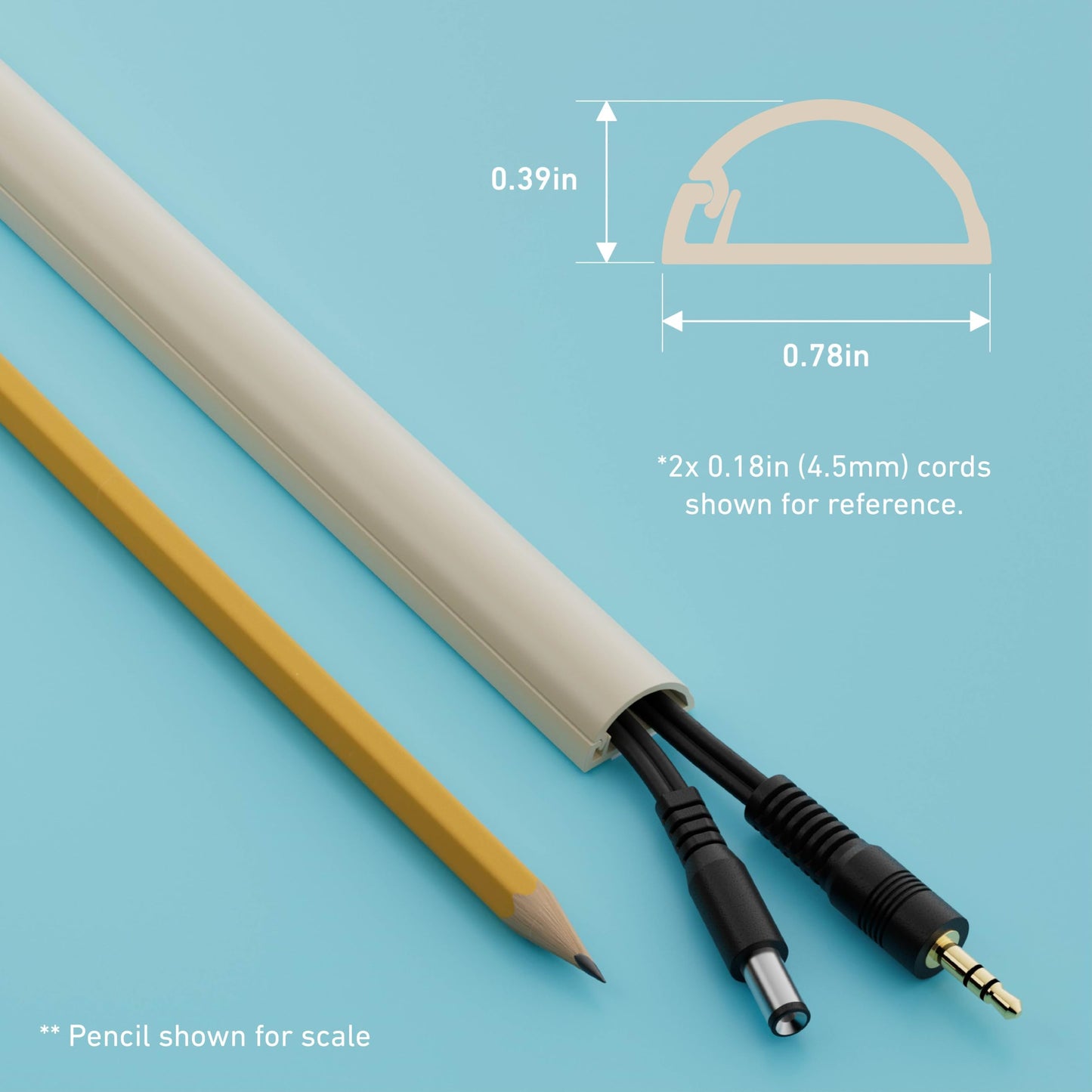 D-Line 13.12ft Cord Hider Kit, Patented Cable Cover, Hide Wires on Wall, Channel for TV Mount Cords, Raceway Wire Hiders, Paintable, Adhesive, Half