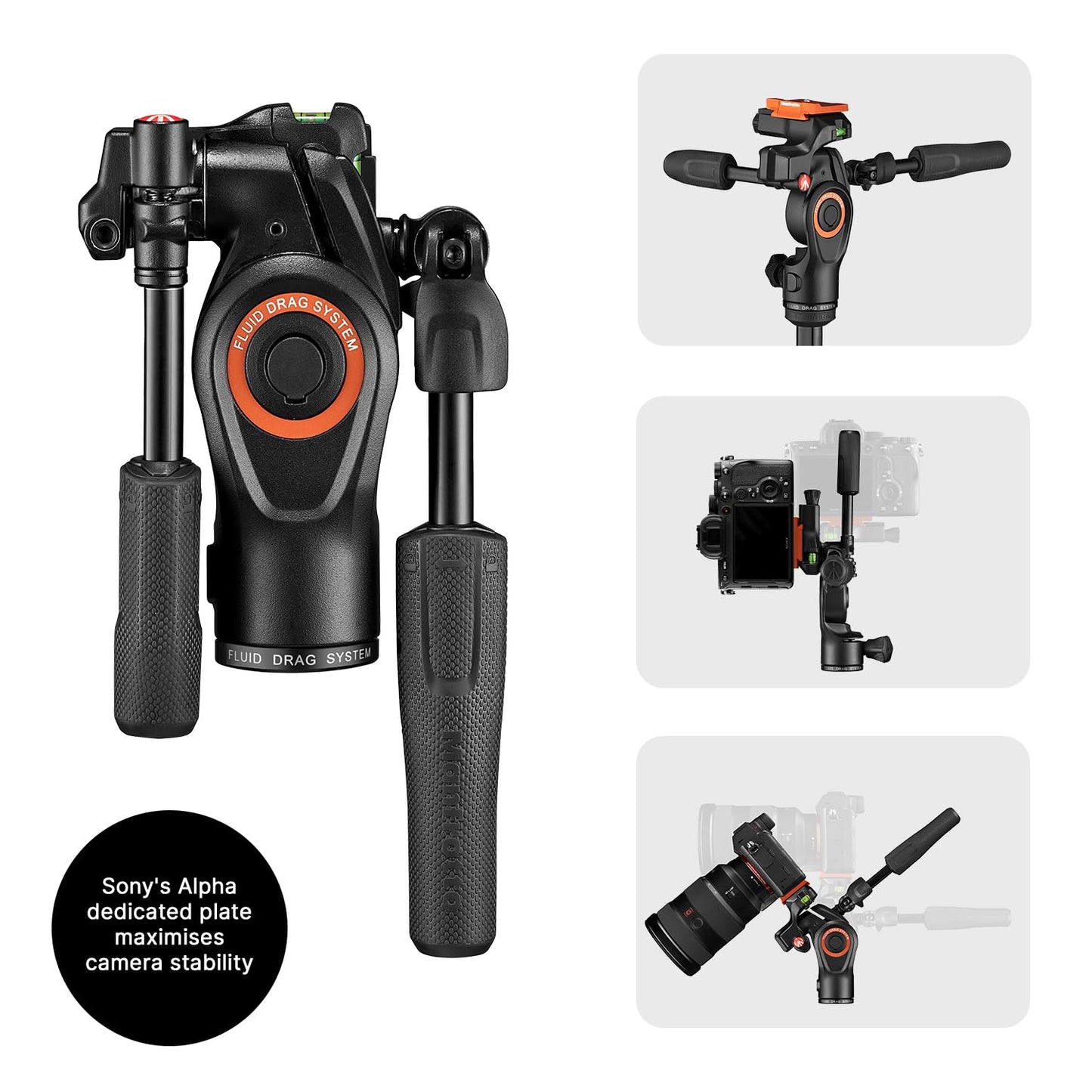 Manfrotto Befree Advanced 3-Way Camera Tripod for Sony's Alpha Cameras, Aluminium Travel MiniTripod, Lever Lock, with 3-Way Fluid Head, for Photo
