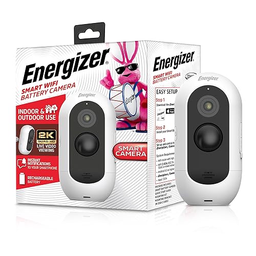 Energizer Smart 2K Outdoor Battery Security Camera, Wireless, Rechargeable, Weather-Resistant, Live View, 2-Way Audio, Night Vision, Motion Alerts