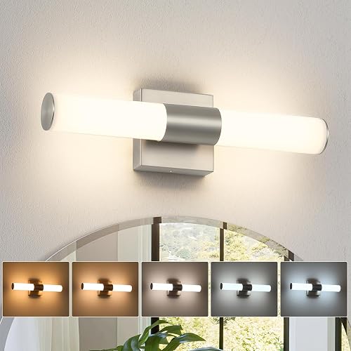 7Degobii Brushed Nickel Vanity Light for Bathroom Lights Fixtures Over Mirror 5CCT Dimmable Vanity Light Bar 15.74-Inch 12W Bathroom Lighting Fixtures