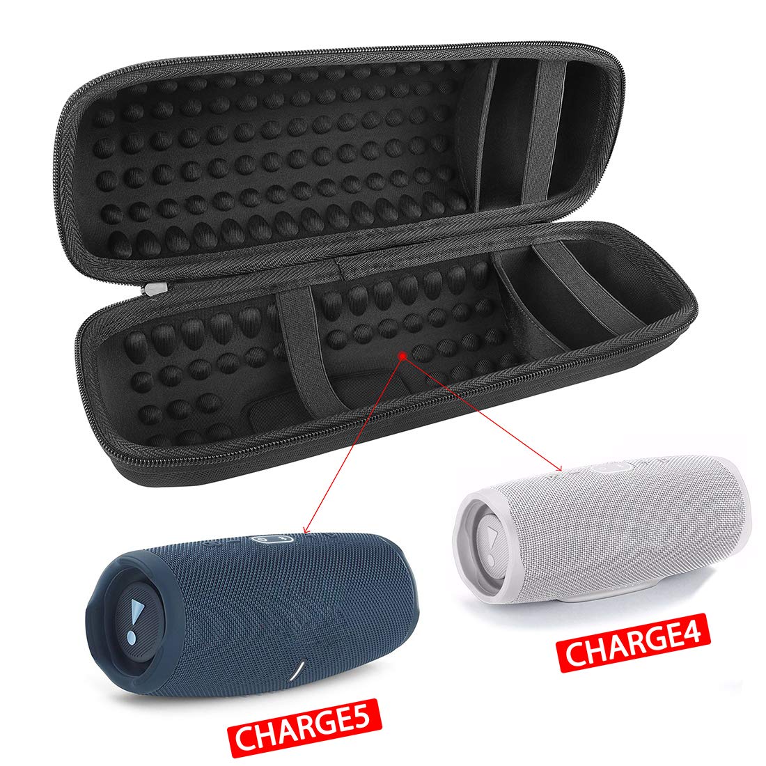 Geekria Shield Speaker Case Compatible with JBL Charge 5, Charge 4 Portable Bluetooth Speaker, Replacement Hard Shell Travel Carrying Bag with Cable