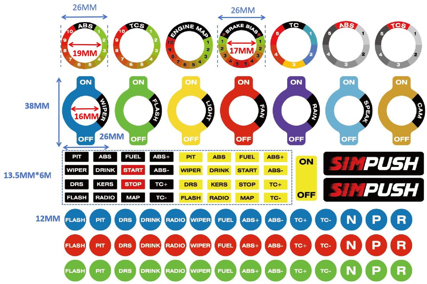 SIMPUSH SIM Racing Sticker Decals
