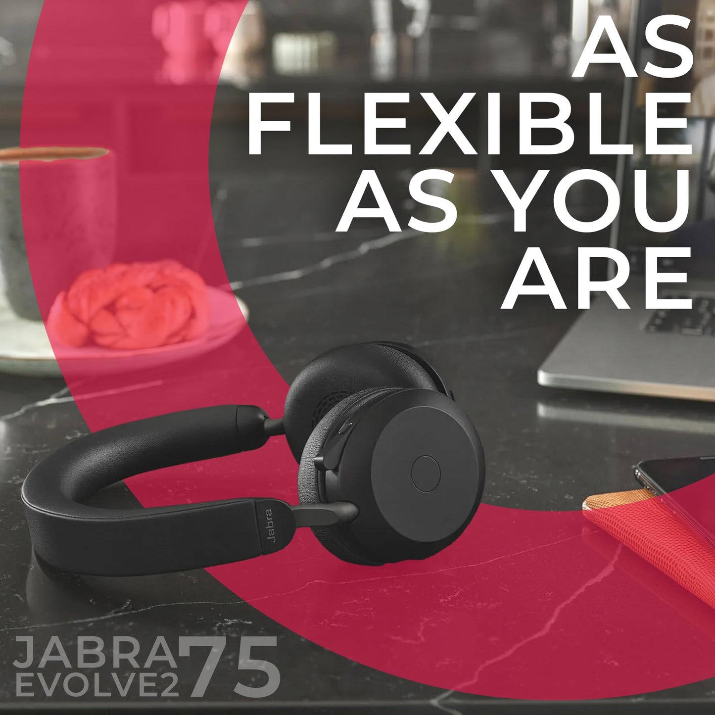 Jabra Evolve2 75 Wireless Headset Stereo UC w/Charging Headset Stand, USB Dongle, Compatible w/Zoom, RingCentral, Smartphones, Tablets, PC/MAC…
