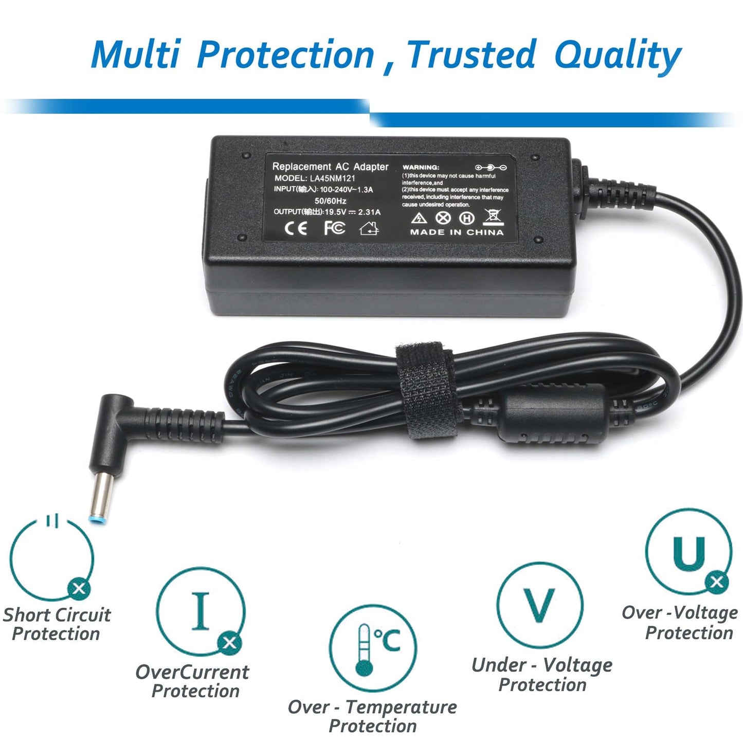 45W Laptop Charger for HP 15-CS 15-CP 15-DA 15-DB 15-DY 15-EF 15-FD:15-ef0023dx ef0021nr ef0875ms 15-fd0083wm 15-cs3055wm 15-cs3075wm 15-cp0053cl