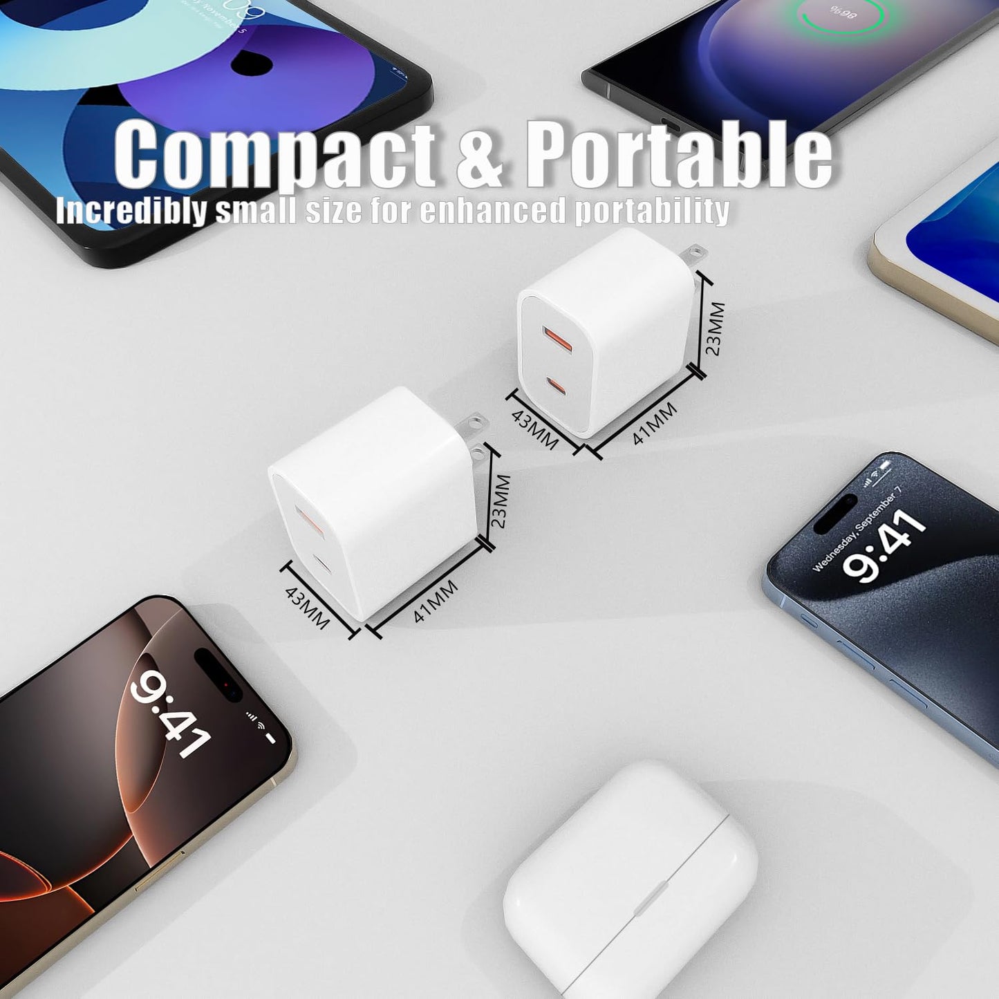 2 Pack USB C Charger Block, for iPhone Charger Block,20W Durable Dual Port PD+QC 3.0 Power Adapter,Power Adapter Cube for i Phone 16/16 Pro/16 Pro