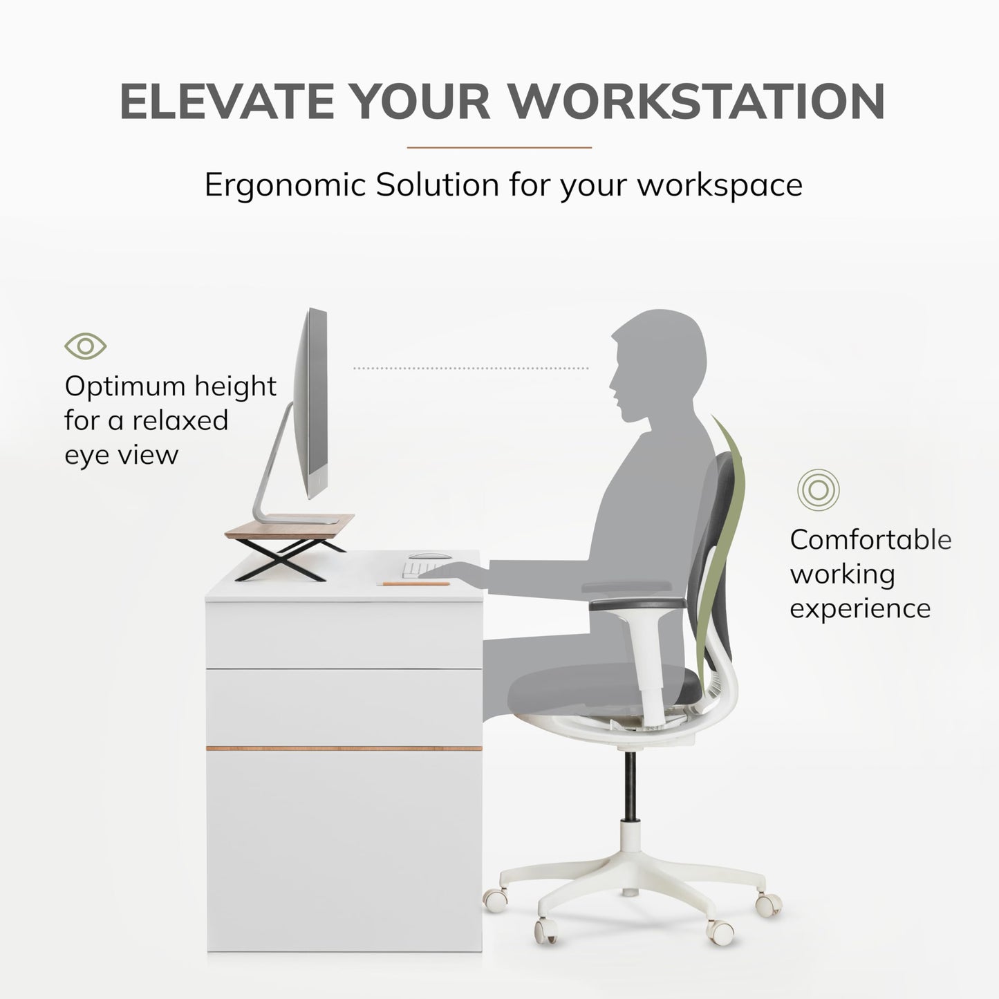 Anji Mountain Monitor Stand - Desktop Organizer & Laptop Riser, Ergonomic Monitor Riser, Space-Saving Monitor Stand for Desk, Durable Construction
