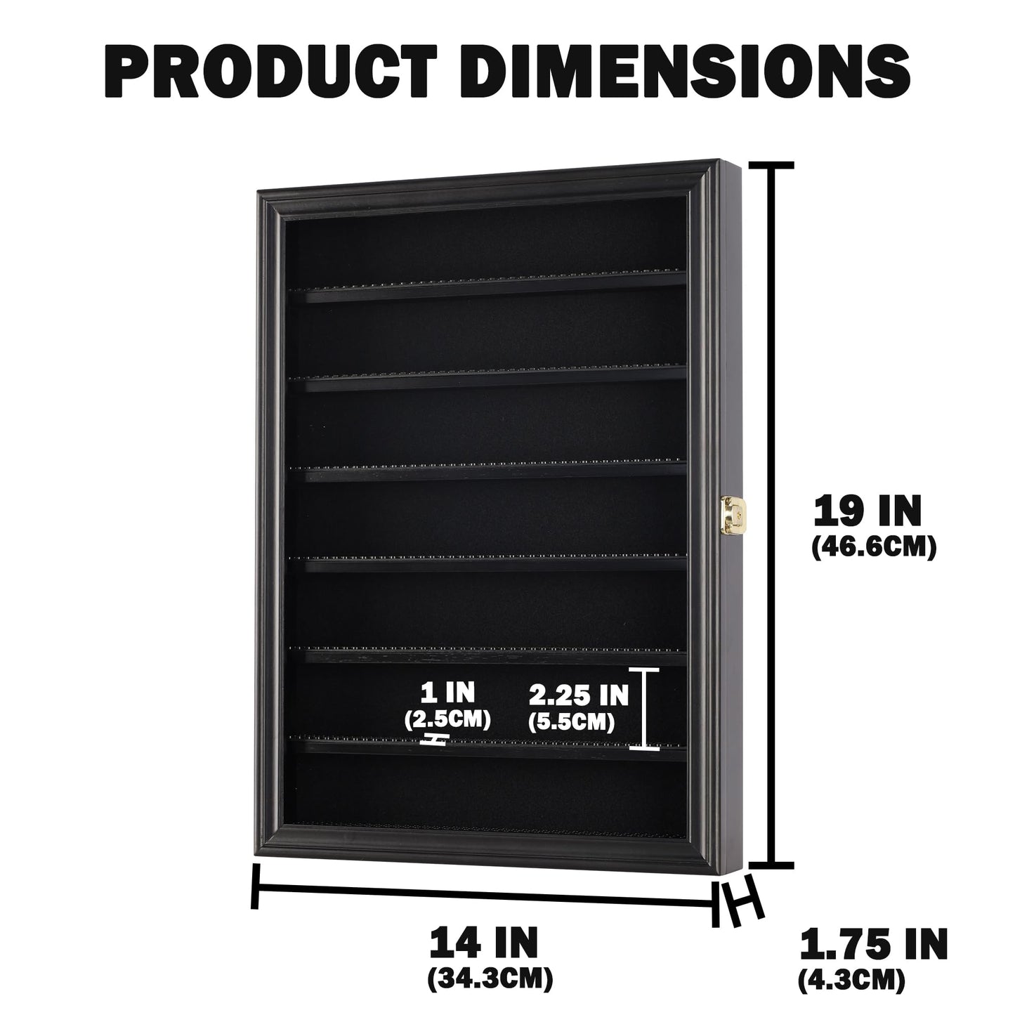 Minifigure Display Case – Lockable Wall Cabinet with UV Protection Door for Mini Collectibles, Building Block Toys & Mini Brands (Black)