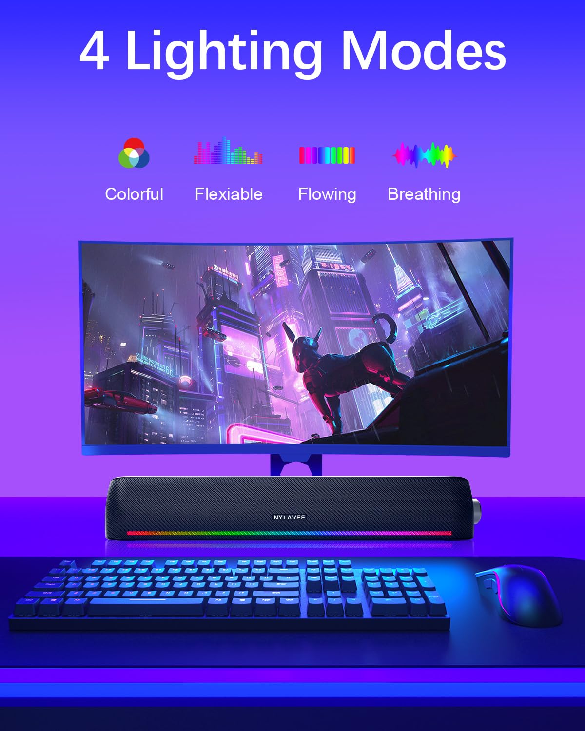 Nylavee Computer Speakers for Desktop, PC Sound Bar with Bluetooth and AUX