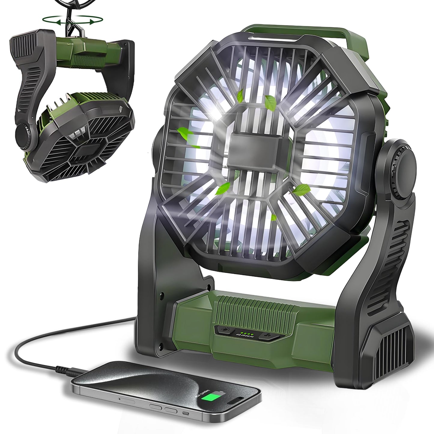 Portable Fan Rechargeable, 25400mAh Cordless Battery Powered Fan with LED Lantern, USB C Battery Operated for Travel Bedroom Home Camping Tent Office