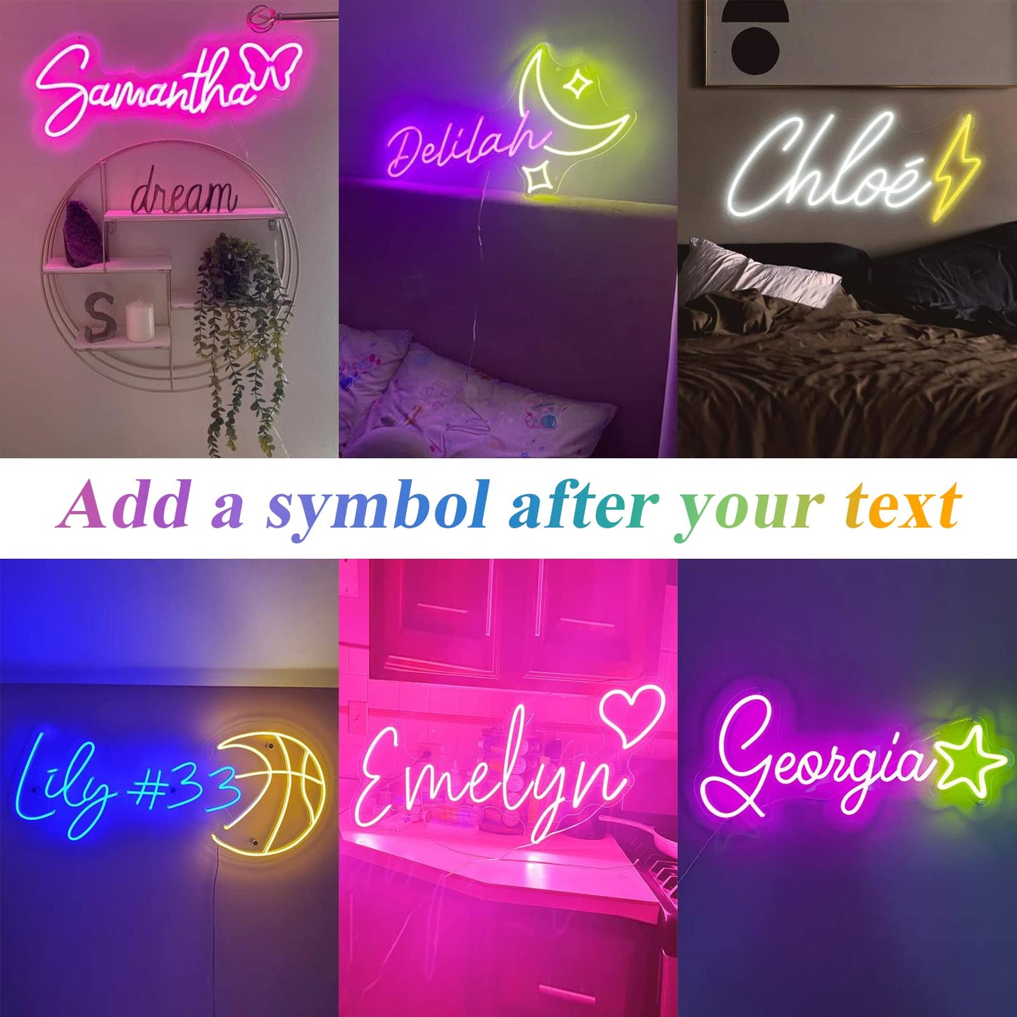 CFCHNWS Custom Neon Signs, Personalized Neon Sign Customizable for Wall Decor, Led Sign Custom Neon Name Sign for Wedding Party Gifts Nails Shop Logo