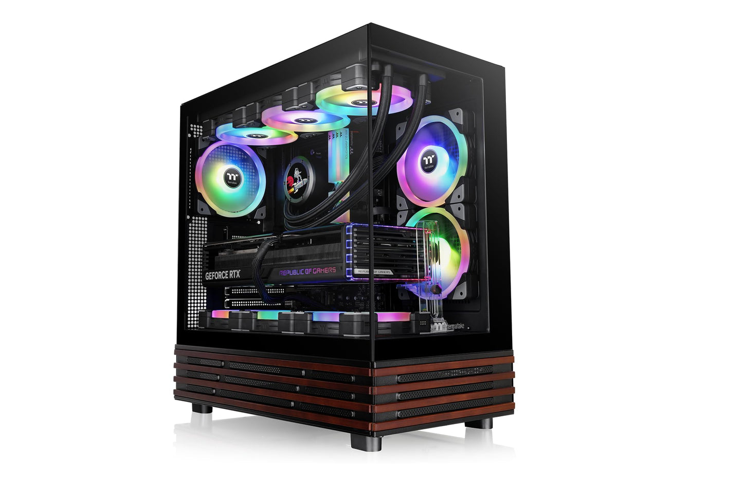 Thermaltake View 270 Plus WS ARGB; Mid Tower; 3x120mm Lite Fans Included; 360mm Radiator Support; 420mm GPU Clearance;Bottom Wood Trim;