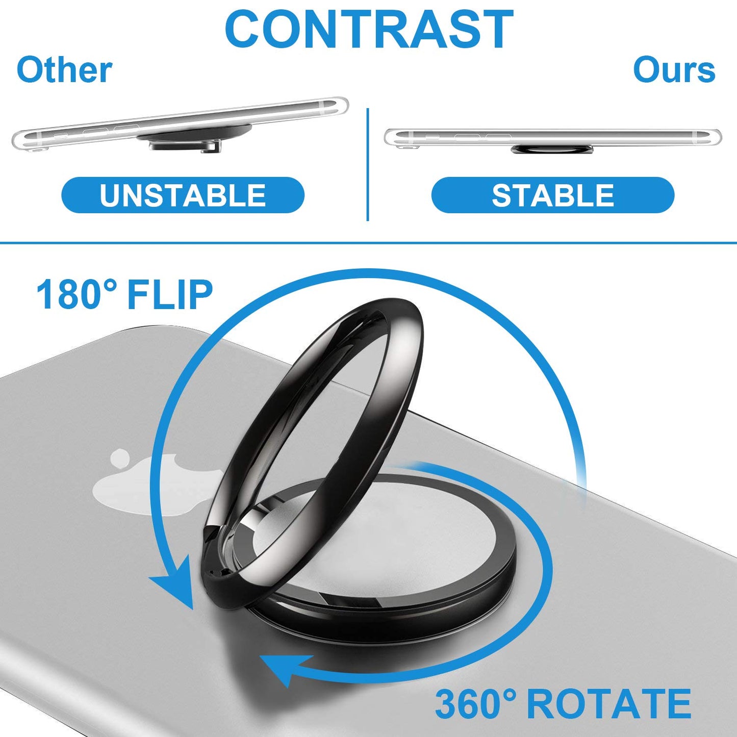 Rngeo Finger Ring Stands Set, Pack of 4 Universal Thin 360 Degree Rotation Phone Rings, Compatible with iPhone, Android & Other Smartphones (4 Packs