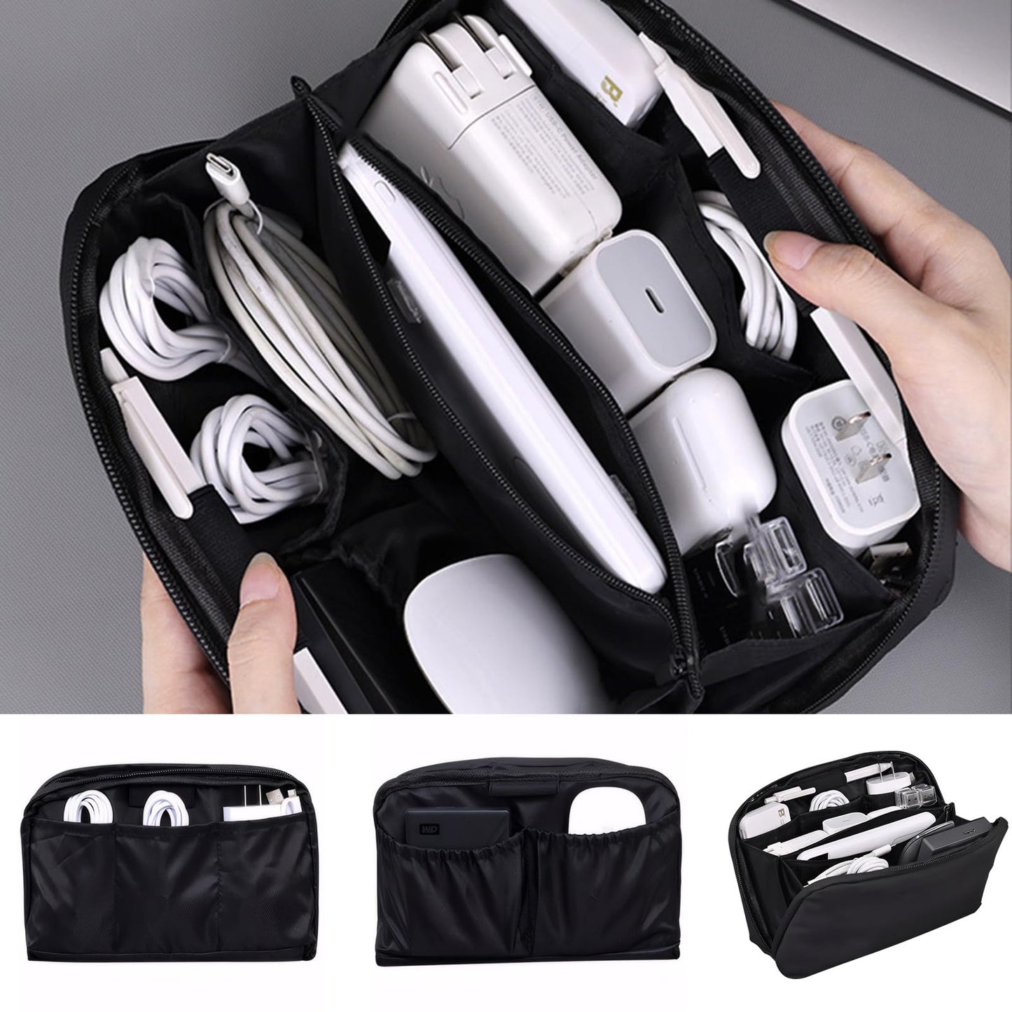 DODAMOUR Tech Organizer Travel Case, Travel Gear Tech Bag Electronics Accessories Organizer Pouch, Waterproof Travel Essentials Bag for Cables, Cords