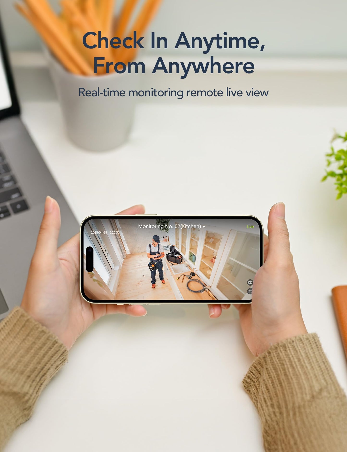 GNCC Only 2.4GHz Indoor Security Camera, 1080P Cameras for Home Security, Motion Detection, 2-Way Audio, Night Vision, Dog Camera with App, Easy