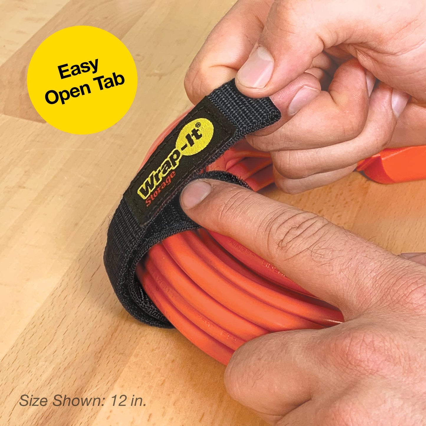 Quick-Straps by Wrap-It Storage - 9” (12-Pack) Black - Hook and Loop Straps for Hose and Cord Storage and Organization