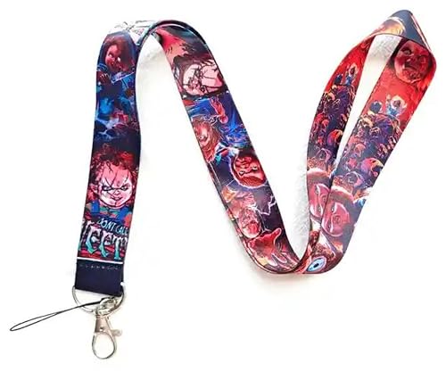 Pinstant Chucky Child's Play Horror Movie Halloween 17.7"" Neck Lanyard Keychain Holder ID Badge Mobile Phone Pin Strap, Mixed