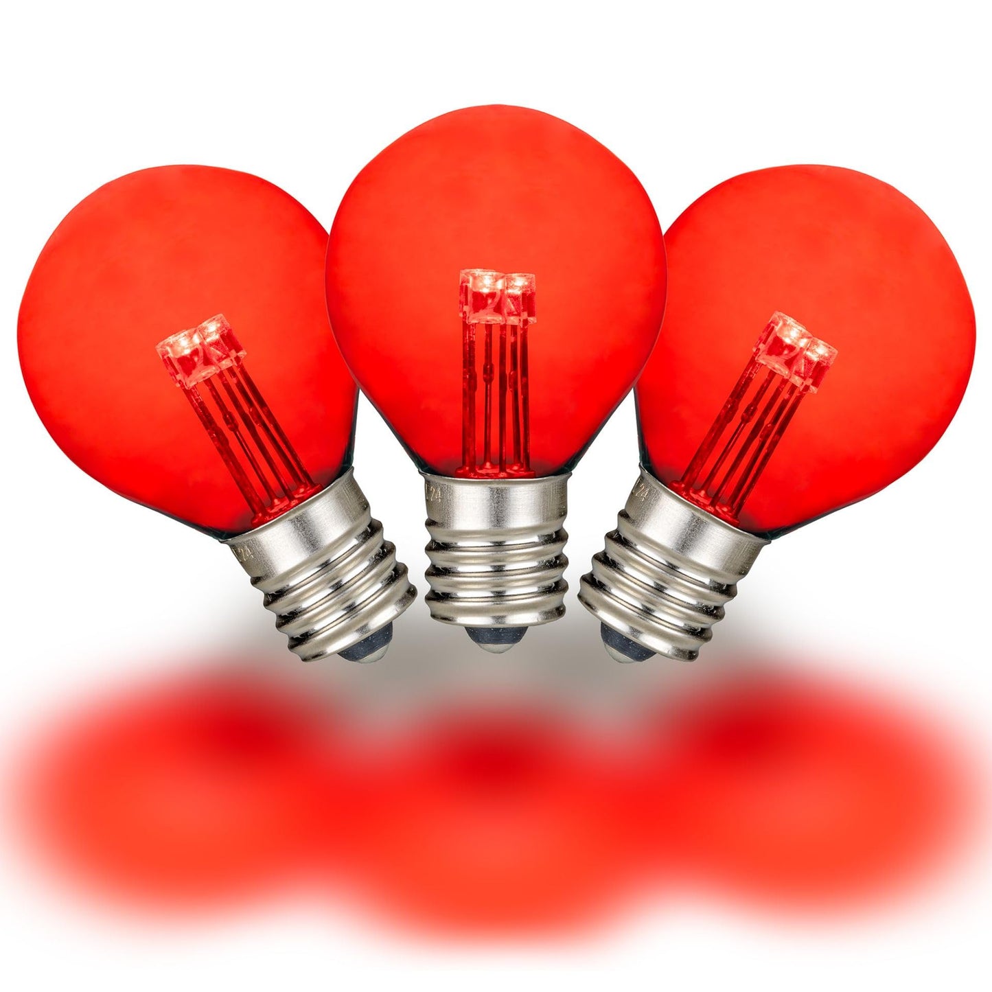 Novelty Lights 25 Pack G30 Glass LED Globe Bulbs, Red, E12 Candelabra Base
