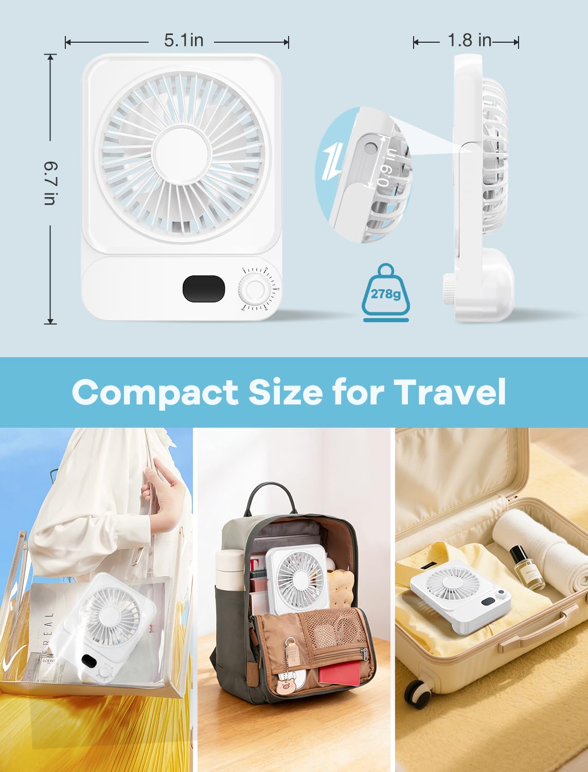 Shintrend Cruise Approved Portable Fan with Magnetic Mount, Rechargeable Cabin Fan with 100 Speeds for Ceiling or Wall, Quiet Cooling for Cruise