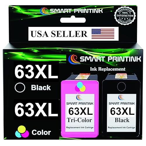 Smart Printink Remanufactured Ink Cartridges Replacement for HP Ink 63 63XL Compatible with OfficeJet 3830 4650 4655 5255 5258 5200 Envy 4510 4520