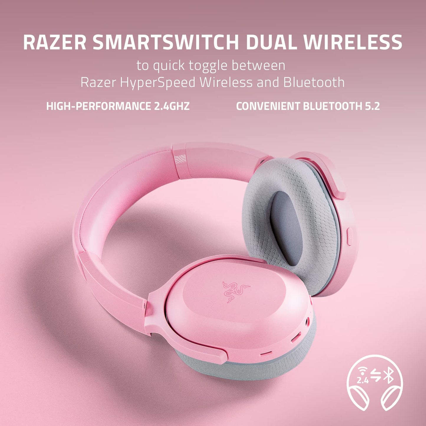 Razer Barracuda Wireless Gaming & Mobile Headset, 2.4GHz + Bluetooth, Pink