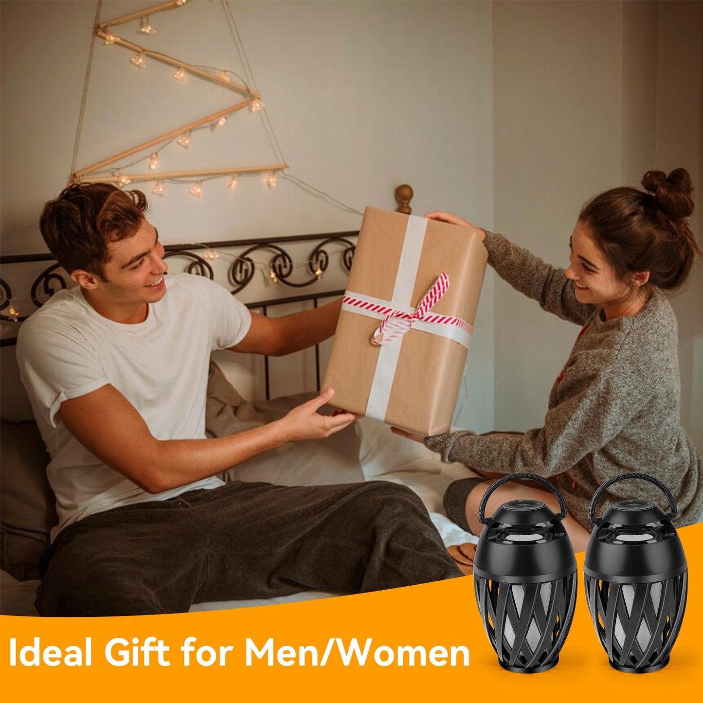 Outdoor Bluetooth Speaker Gifts for Men,Him with LED Flame Effect,Unique Gifts for Men Him Dad?IPX5 Waterproof Portable Tiki Torch Atmosphere