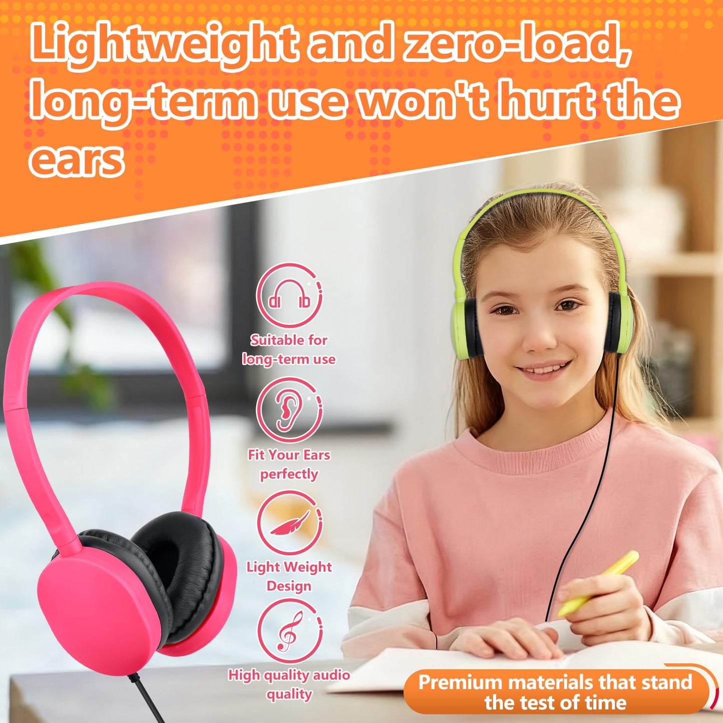 ZXQZYM USB C Kids Headphones Bulk for Classroom School 10 Pack,Upgrade Wired On-Ear USB Type C Headphones for Children Teens Boys Girl Tablet Travel