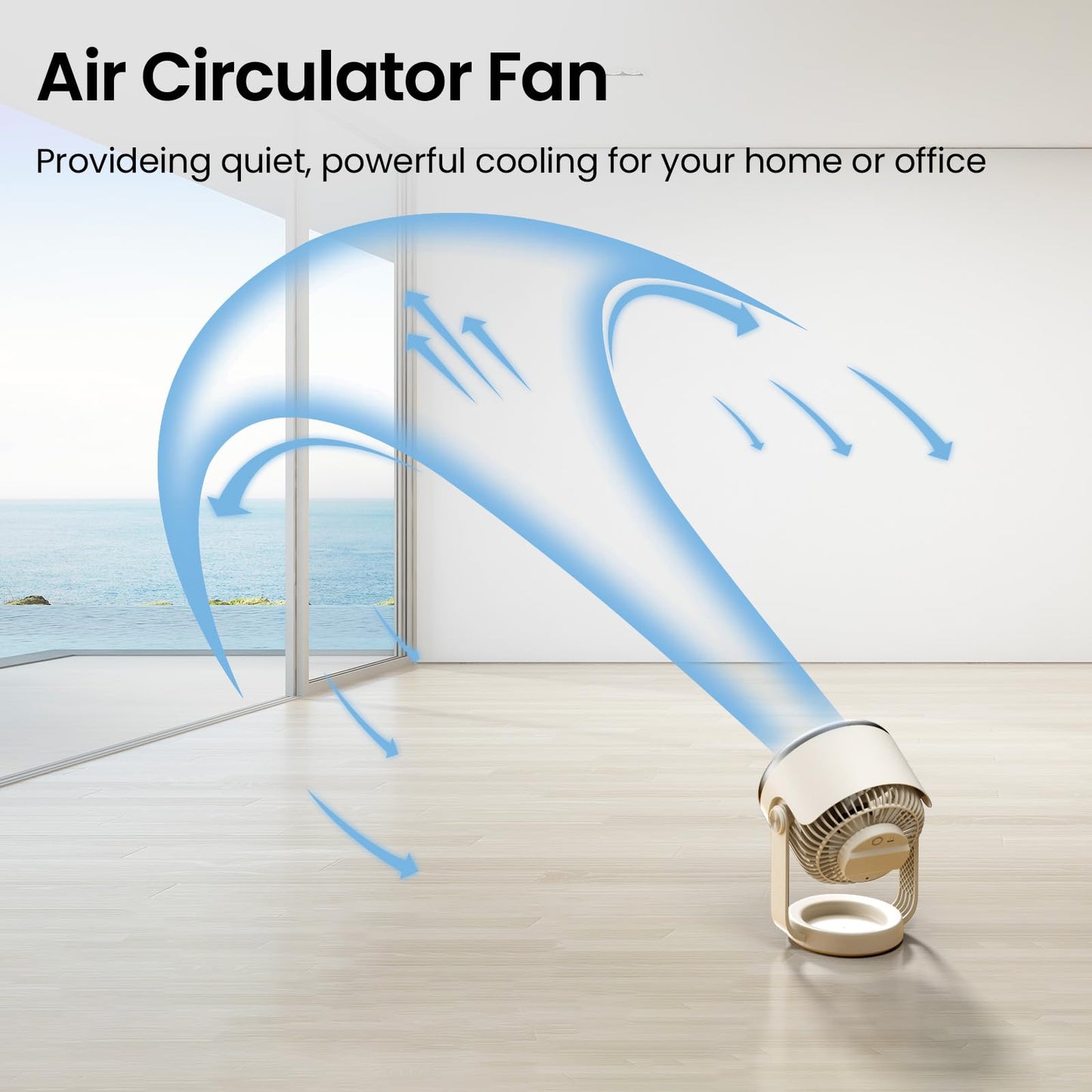BURLAN Quiet Desk Fan for Bedroom, Battery Powered Personal Portable Fan