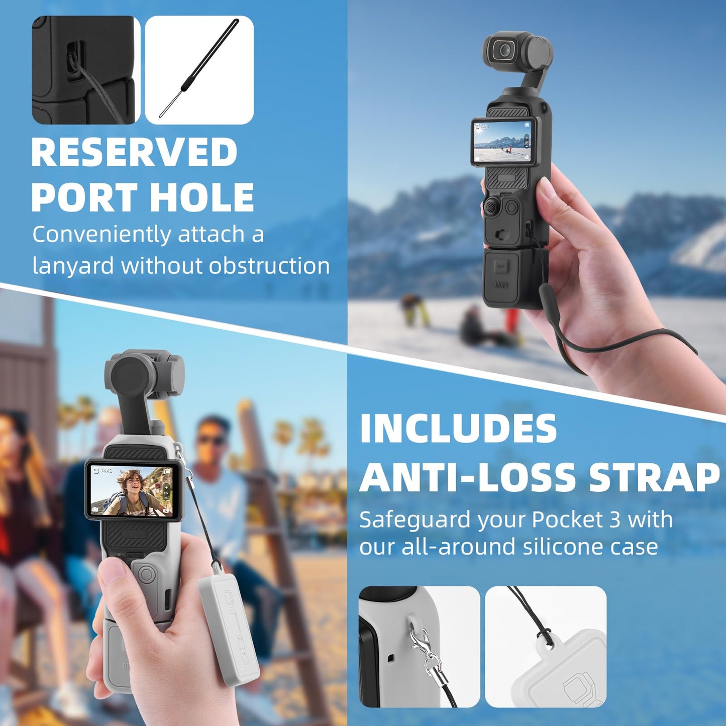 BRDRC Pocket 3 Silicone Cover, For Xtra Muse Protective Case Lens Protector Scratch-Resistant Sleeve Skin Compatible with DJI OSMO Pocket 3 Creator