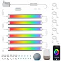 Smart Under Cabinet Lighting Plug In, RGB Multi Colored & White Work with Alexa, Google Assistant, APP, 12Inch Linkable LED Strip Lights Dimmable