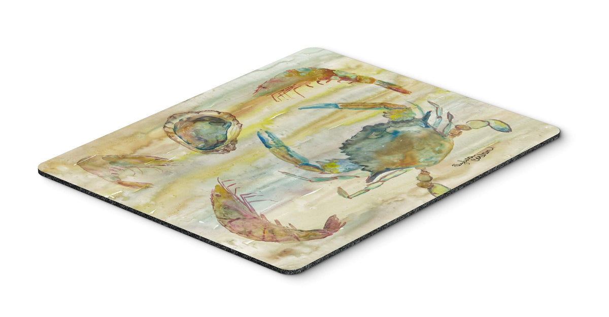 Caroline's Treasures SC2026MP Crab, Shrimp, Oyster Yellow Sky Mouse Pad, Hot Pad or Trivet for Home Office Gaming Working Computers Laptop Mouse