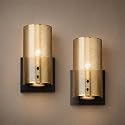 Hamilyeah Industrial Wall Sconces Set of Two, Vintage Brass Gold Sconces Wall Lighting Fixture with Grid Mesh Shade, Indoor Hardwired Wall Sconces