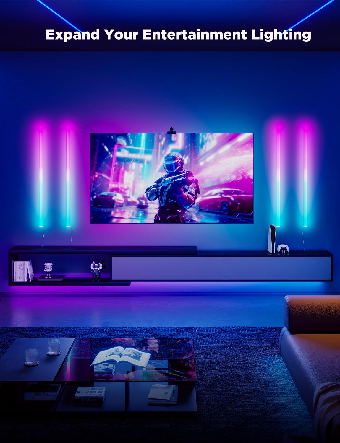 Govee Glide Wall Lights, RGBIC LED Light, Smart Gaming Light Compatible with SmartThings, RGB Lights Bar, LED Wall Lights for Bedroom, 2 Panels Set (3