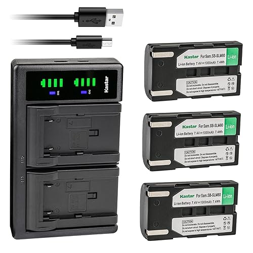 Kastar 3-Pack SB-LSM80 Battery and LTD2 USB Charger Replacement for Samsung SC-DC171 SC-DC171U SC-DC173 SC-DC173U SC-DC175 SC-DC563 SC-DC564 SC-DC565