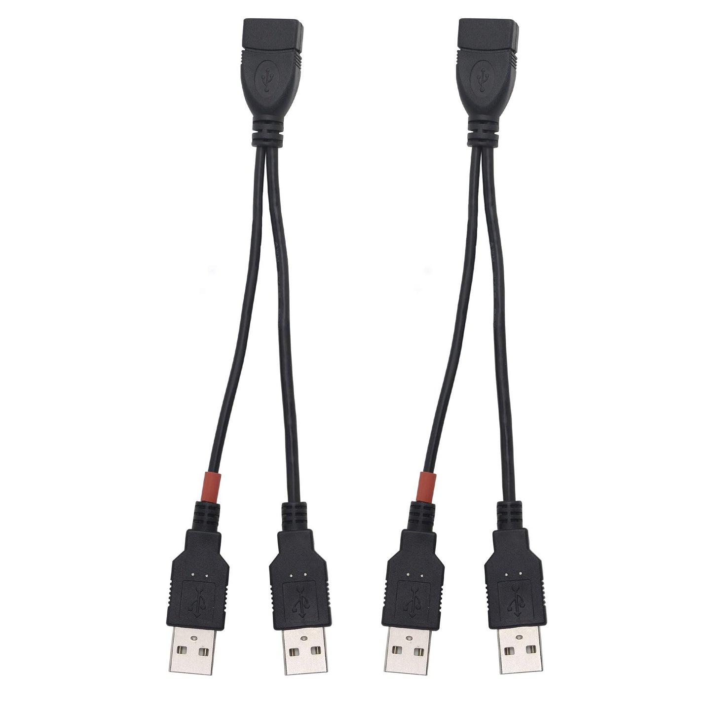 YOUCHENG 30cm USB 2.0A Female to Dual A Male Y Hub Adapter Cable for Computers and Mobile Phones - Data Transmission on One Port (2-Pack)