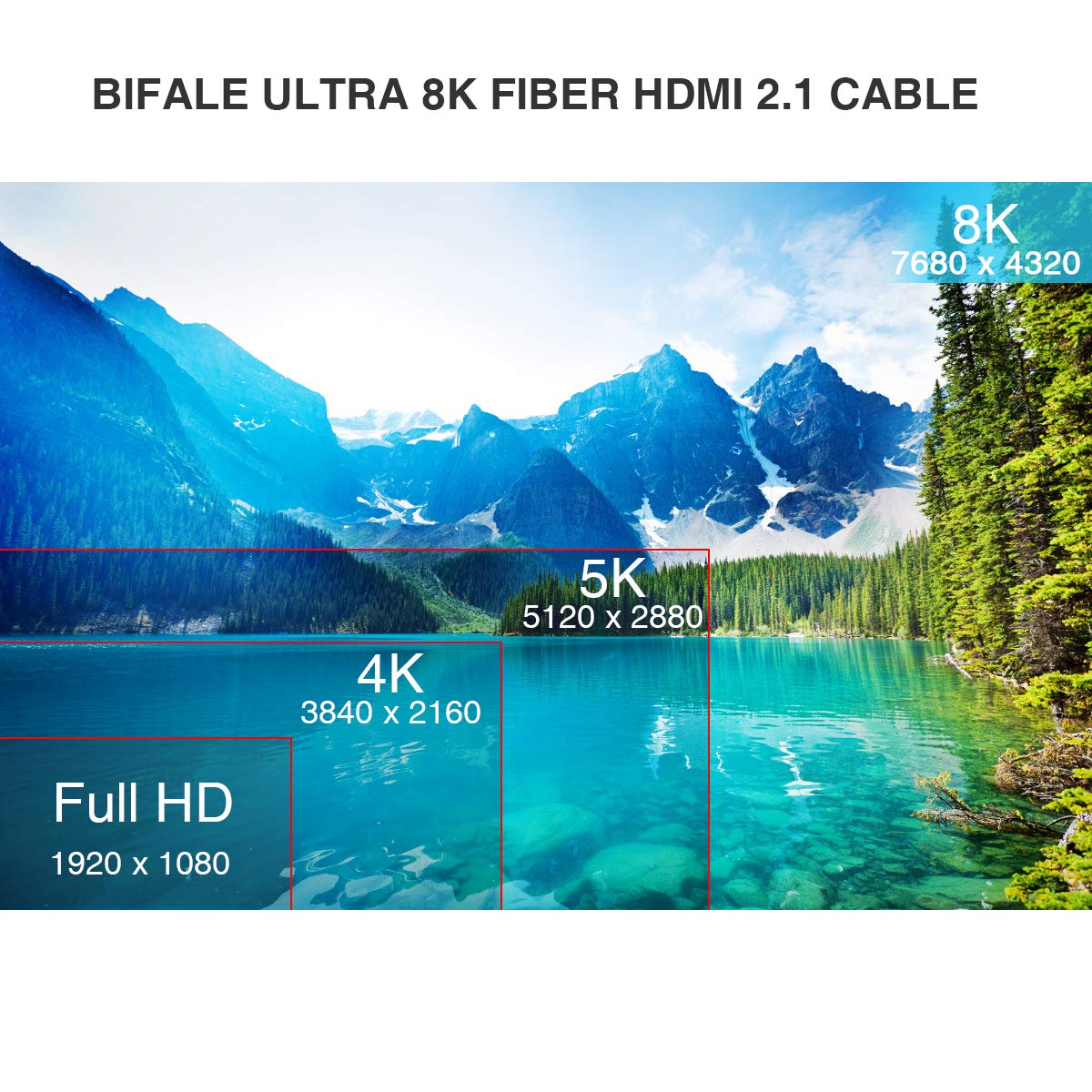 BIFALE 8K Fiber Optic HDMI 2.1 Cable 50ft, Support 8K@60Hz, 4K@120Hz, 48Gbps, eARC Compatible with PS5/4, Xbox Series X, RTX 3080/3090, Denon AV