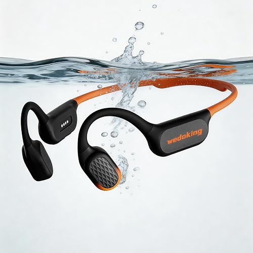 wedoking Bone Conduction Swimming Headphones Bluetooth 6.0, 16GB MP3 Player Waterproof Headphones for Surfing, IPX8 Open Ear Sport Wireless Earphones