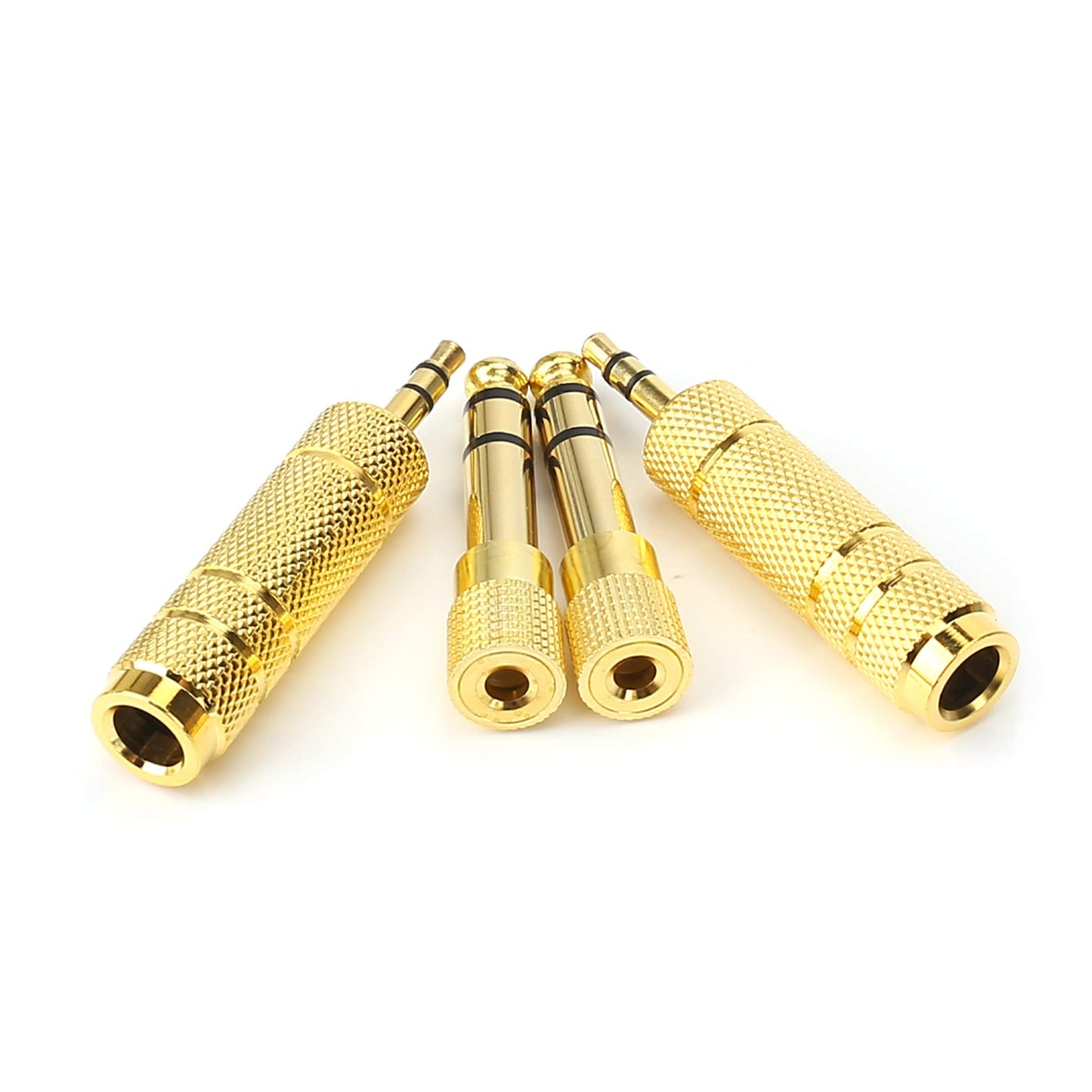 SiYear 3.5mm 1/8 inch TRS Plug to 6.35mm 1/4 inch Jack and 3.5mm Female to 6.35 Male Plug Gold Plated Set Audio Stereo Adapter Converter