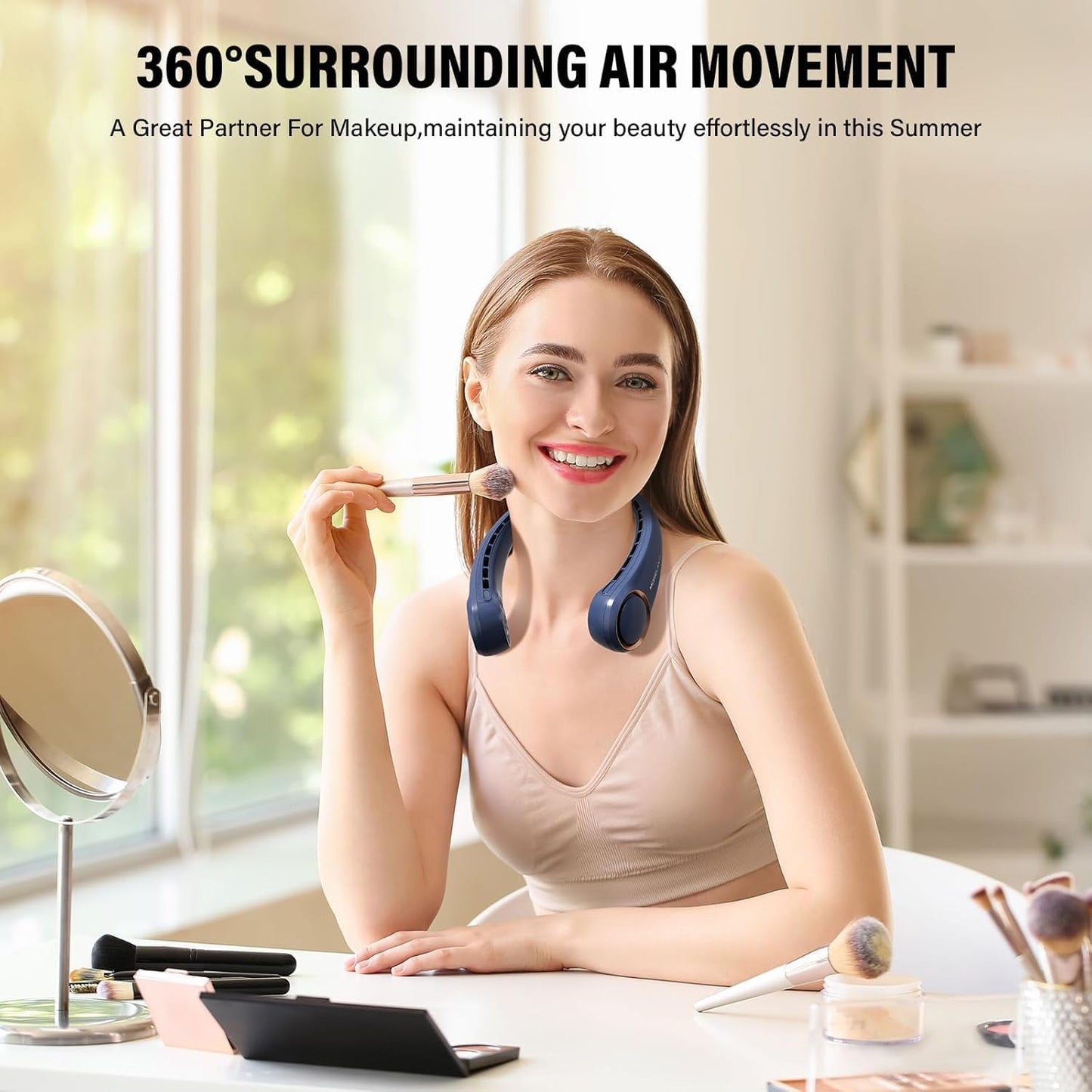 Neck Fan, USB Rechargeable Personal Fan,Hand Free Bladeless Portable Fans,4000 mAh, 3 Speeds,Large Air Faster softer 360° Cooling, Ultra Quiet,Gift
