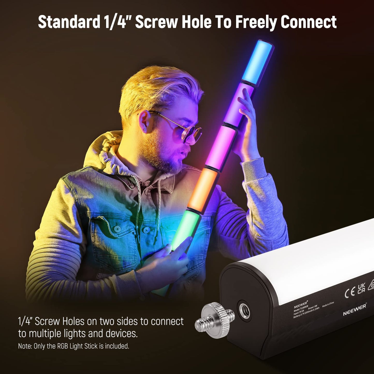 NEEWER Basic Magnetic Handheld Light Wand with Desk Tripod, 360° Full RGB Mini LED Video Tube Light Stick, 2500mAh Battery 2500-8500K Dimmable